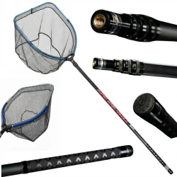 Teleskopowy Podbierak Z Regulacją Sztycy + Gumowany Kosz Z Pływakiem 4,0m  - 1